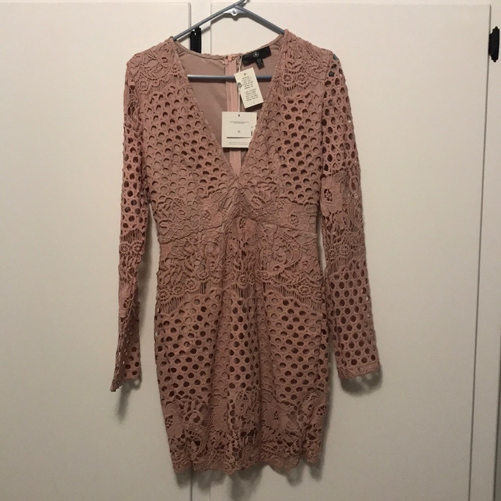 Blush pink lace dress